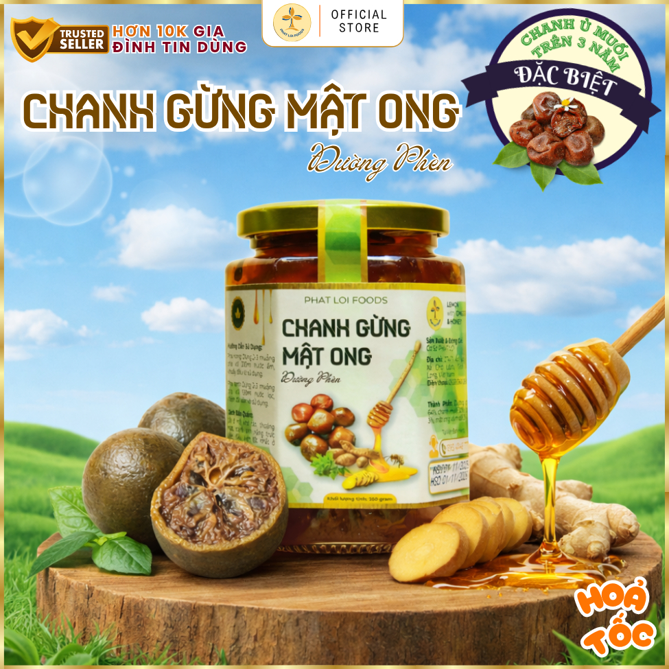 CHANH GỪNG MẬT ONG ĐƯỜNG PHÈN - PHAT LOI  FOODS - Thành phần tự nhiên, KHỐI LƯỢNG THỰC, hoả tốc