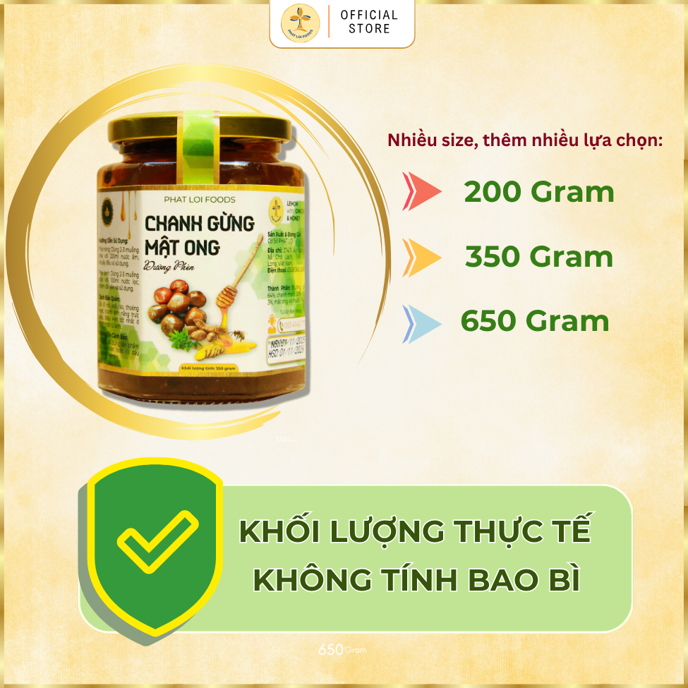 CHANH GỪNG MẬT ONG ĐƯỜNG PHÈN - PHAT LOI  FOODS - Thành phần tự nhiên, KHỐI LƯỢNG THỰC, hoả tốc