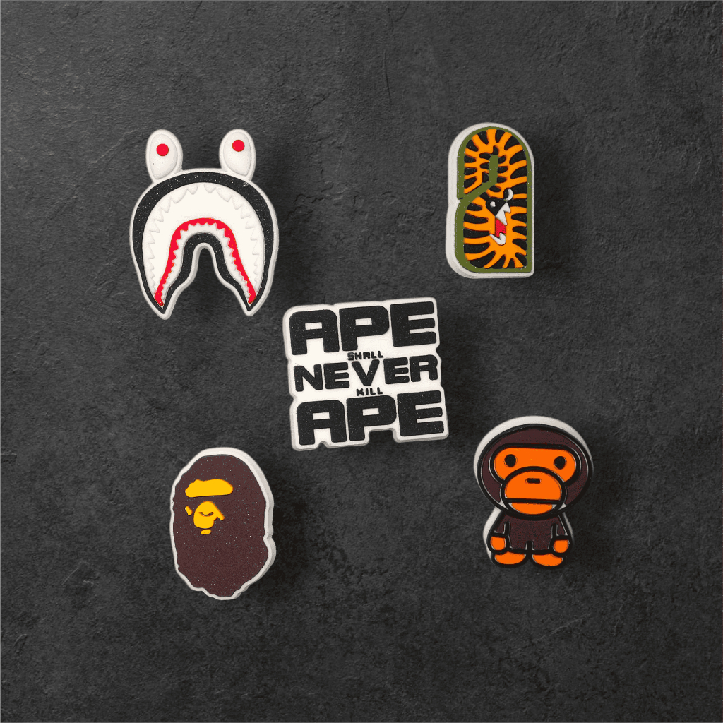 Set 5 charm BABE gắn dép cross, Nút gắn sticker dép cross trang trí cham 2D hoạt hình CROSS TREND