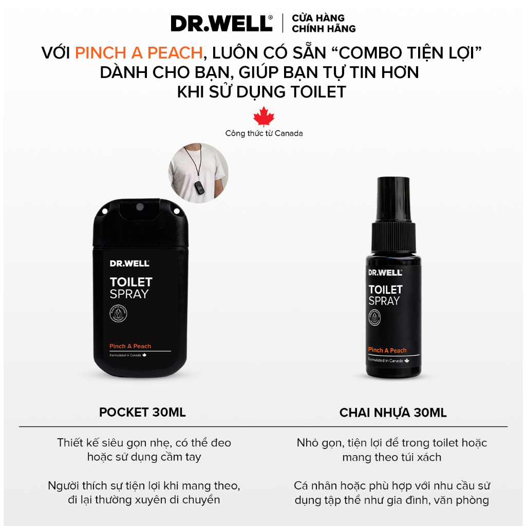 Xịt Khử Mùi Toilet 𝐃𝐑.𝐖𝐄𝐋𝐋- 30ml Xịt Khử Mùi Nhanh Nhà Vệ Sinh, Bồn Cầu Thơm Dịu, Nhỏ Gọn, Tiện Lợi