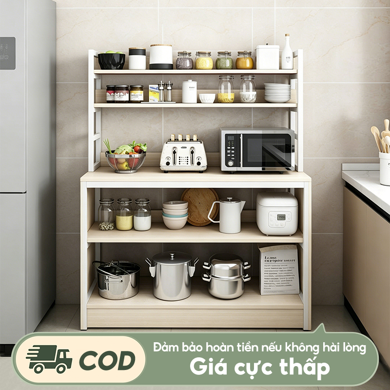 Kệ bếp Có Tủ Cao Cấp Kệ Lò Vi Sóng Đa Năng Kệ Trí Khung Sắt Năng MDF Dày Bền Vững Sang Trọng