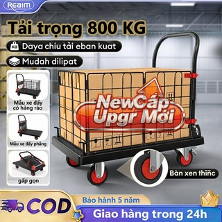 Xe đẩy hàng hóa có lan can, chống ồn Gấp Gọn Tiện Lợi 4 bánh xe Tải Trọng 800KG