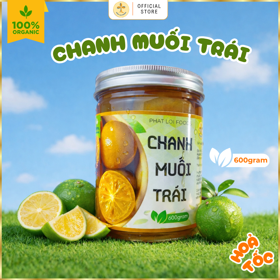 Chanh Muối  hũ 600gram - Phat Loi Foods - Chanh tự nhiên, không chứa bảo quản