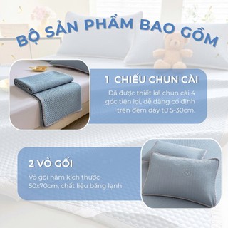 Chiếu điều hòa băng lạnh M2T BEDDING màu săc trơn đủ kích thước - kèm 2 vỏ gối
