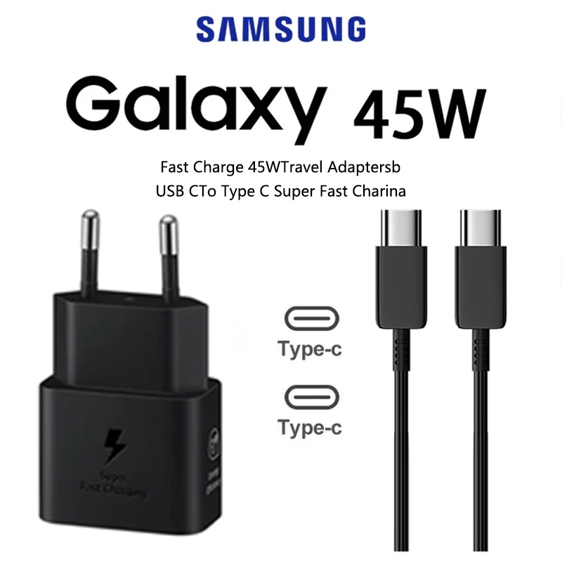 Sumsung 45W Galaxy Tùy chọn: Củ sạc / Cáp Type-C / Bộ sạc đầy đủ nhanh cho S25 S24 S23 S22 Ultra Note 10+ 5G