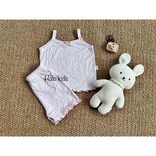 Bộ 2 dây cotton gân lụa bèo gấu siêu xinh cho bé gái