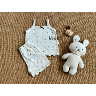Bộ 2 dây cotton gân lụa bèo gấu siêu xinh cho bé gái