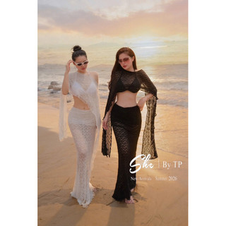 Set Bikini 4 Món: Bra + Quần + Khăn Choàng Ren + Chân Váy Nhún Chuẩn She’s