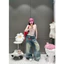 Quần jeans suông mài kèm belt charm dâu tây