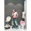 Quần jeans suông mài kèm belt charm dâu tây