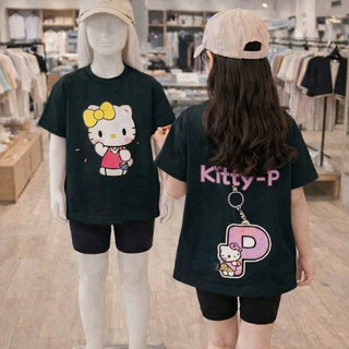 Bộ Quần Áo Bé Gái Mèo Hello Kitty Fom Rộng Cho Mẹ và Bé In Hình Siêu Cute Vải Thun Cotton Dày Dặn Co Giãn Tốt Sz 7-47kg