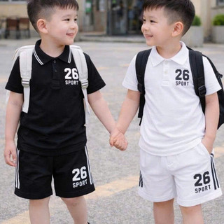 Set Bộ Bé Trai, Bộ Quần Áo Bé Trai Fom Rộng In Hình Thể Thao Cá Tính Chất Vải Poly Cá Sấu Dày Dặn Mềm Mịn Cho Bé 7-47kg