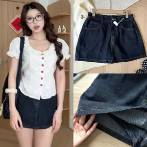 Chân váy jeans mini dáng ngắn JESSE basic có quần bảo hộ HAVANA #7862 CV440