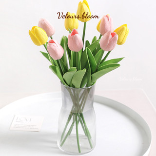 Cành Hoa Tulip Giả Phong Cách Hàn Quốc Velours.bloom – Decor Phòng Ngủ Cực Chill