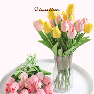 Cành Hoa Tulip Giả Phong Cách Hàn Quốc Velours.bloom – Decor Phòng Ngủ Cực Chill