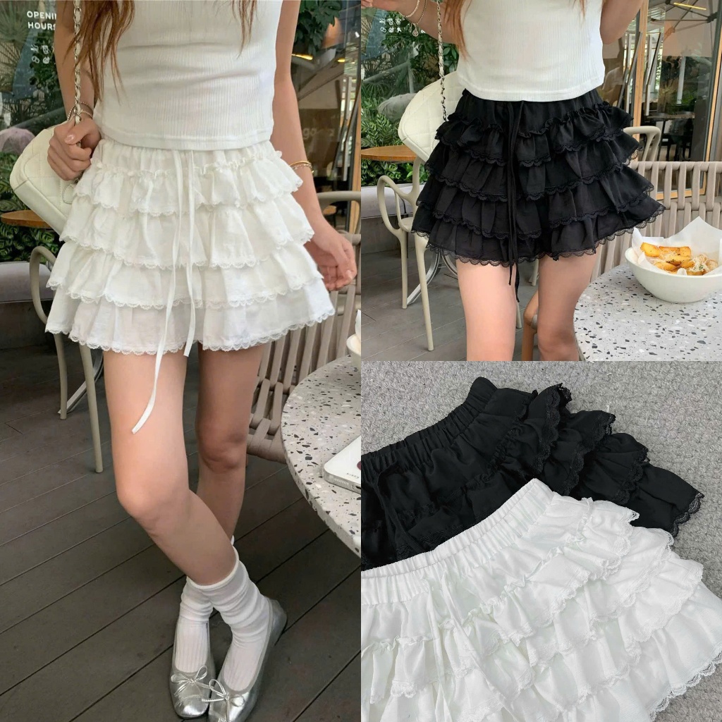 Rosy Skirt (TSW) Chân váy xếp tầng phối ren Nữ the.sweaterweather