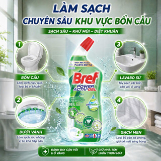 Tẩy bồn cầu Bref Đức 750ml Gel 4in1 sạch sâu, diệt khuẩn, đánh bay cặn vôi, làm sạch đường ống, khử mùi - thơm mát