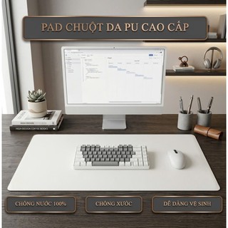 Pad Chuột Da PU 1 Mặt Cao Cấp Màu Trắng – Di Chuột Mượt, Chống nước, Chống bụi, Dễ Vệ Sinh