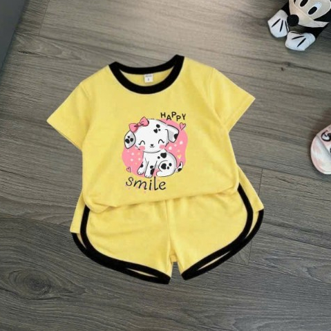1-5 tuổi.Sét bộ quần áo xinh cho bé gái,áo in hình chú cún,chất vải cotton mềm mịn thấm hút mồ hôi.M81