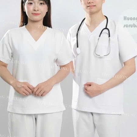 Bộ Scrubs cổ tim nhiều màu, chất vải cotton cao cấp, trẻ trung, thoáng mát, y tế, điều dưỡng