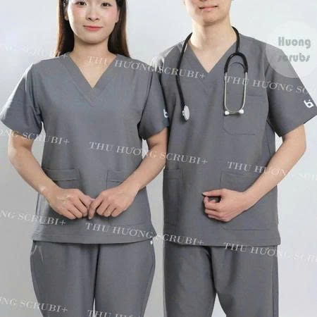 Bộ Scrubs cổ tim nhiều màu, chất vải cotton cao cấp, trẻ trung, thoáng mát, y tế, điều dưỡng