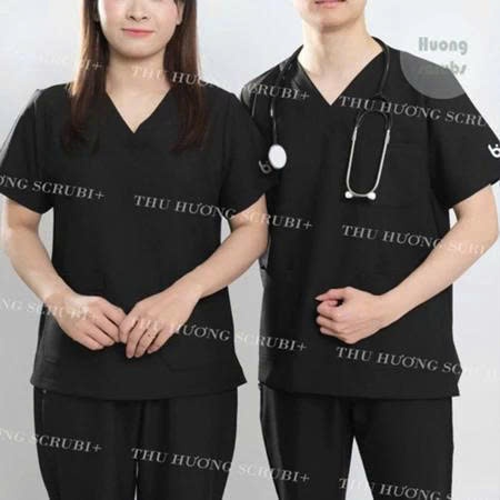 Bộ Scrubs cổ tim nhiều màu, chất vải cotton cao cấp, trẻ trung, thoáng mát, y tế, điều dưỡng