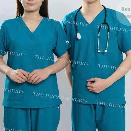 Bộ Scrubs cổ tim nhiều màu, chất vải cotton cao cấp, trẻ trung, thoáng mát, y tế, điều dưỡng