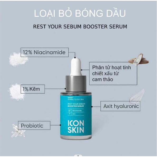[ĐẠI LÝ CHÍNH HÃNG] Tinh Chất ICON SKIN Niacinamide 12% Kiềm Dầu Thu Nhỏ Lỗ Chân Lông, Phục Hồi và Làm Dịu Da 30ML