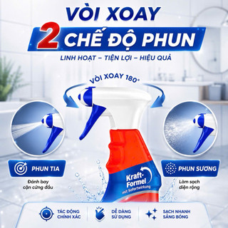 Chai Xịt Tẩy nhà tắm Bref Power 750ml Đức Tẩy Cặn Vôi Vách Kính Lavabo Vòi Nước Nhà Tắm Sáng Bóng - Gấu Eu Mart