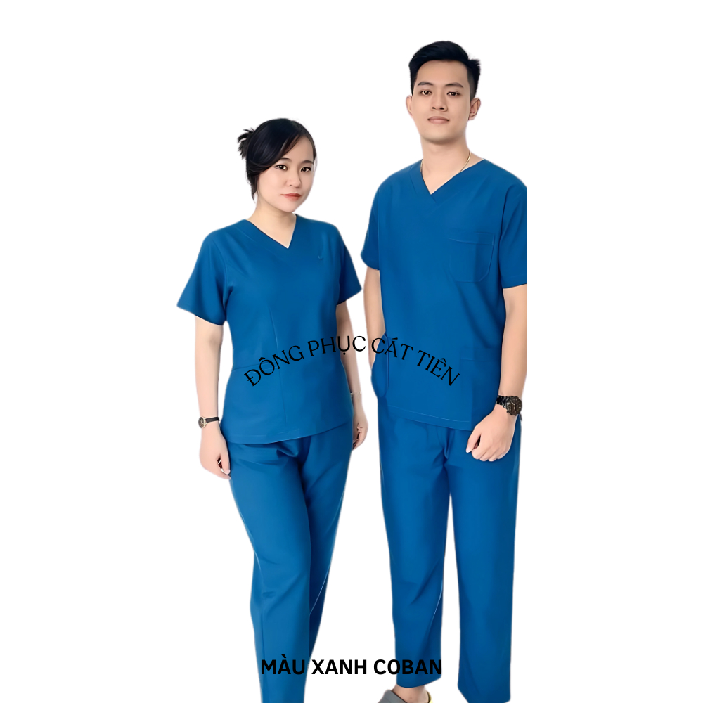 Bộ Scrubs Cotton Cao Cấp Cổ Tim nhiều Màu spa, Y Tế, Bệnh Viện - co giãn- thoáng mát
