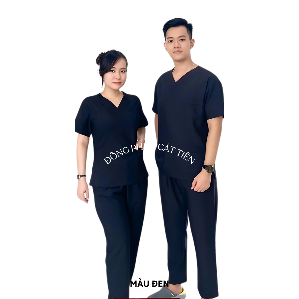 Bộ Scrubs Cotton Cao Cấp Cổ Tim nhiều Màu spa, Y Tế, Bệnh Viện - co giãn- thoáng mát