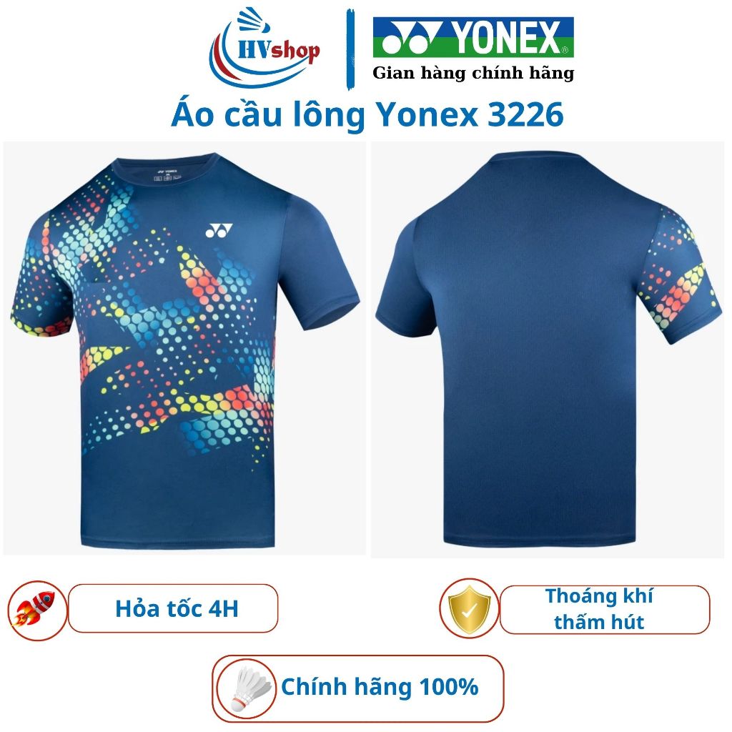 Áo cầu lông Yonex chính hãng 3226, chất liệu thoáng, thấm hút mồ hôi, có tem 7 màu chuẩn - HVShop