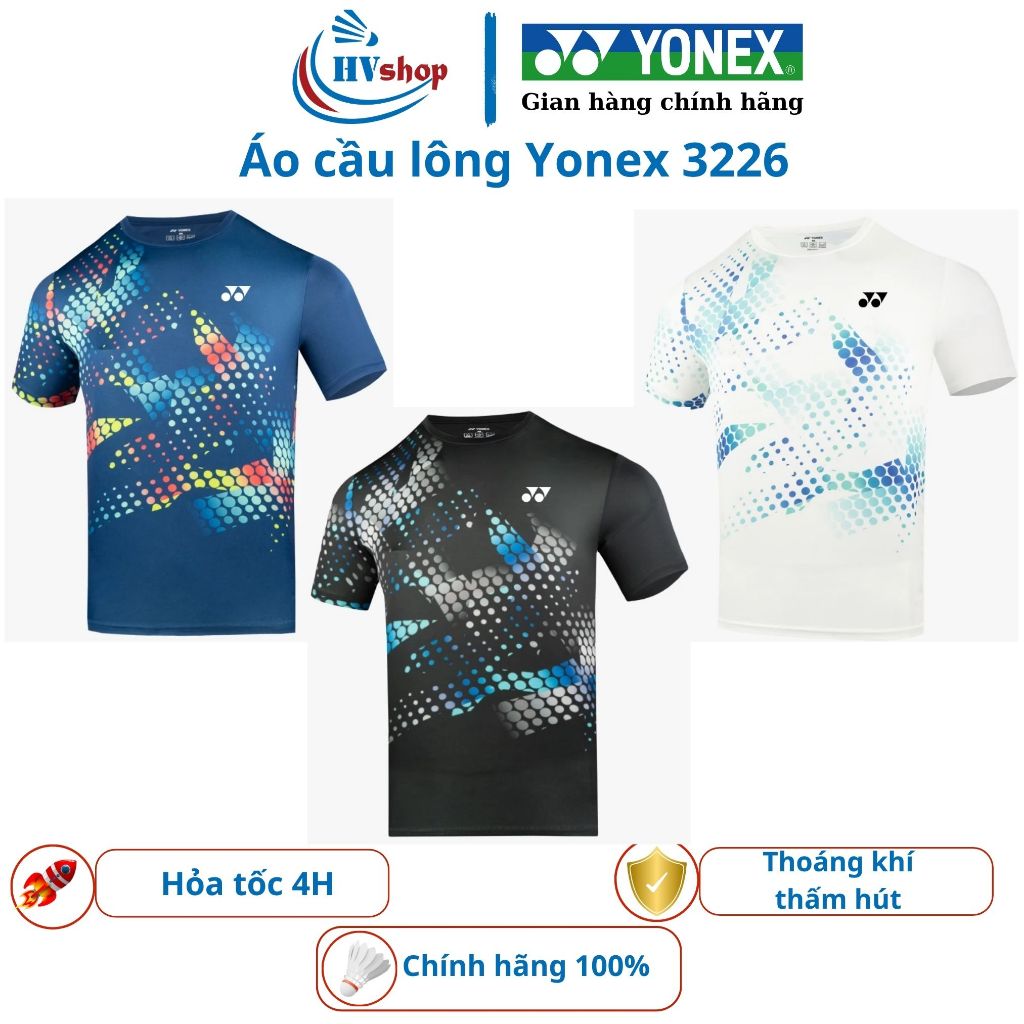 Áo cầu lông Yonex chính hãng 3226, chất liệu thoáng, thấm hút mồ hôi, có tem 7 màu chuẩn - HVShop