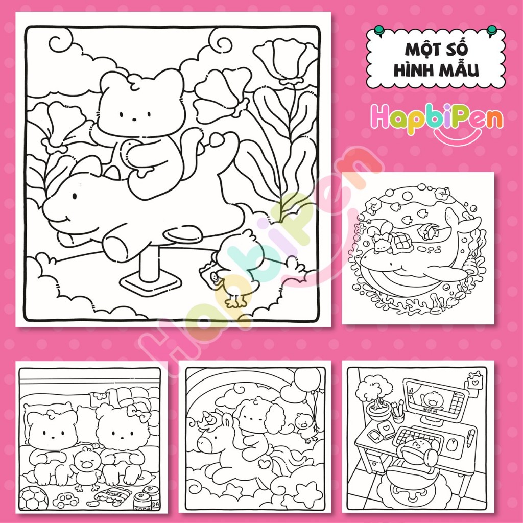 Bộ tranh tô màu cho bé với 41 trang chủ đề Cozy Nooks phong cách Kawaii dễ thương Vol 11