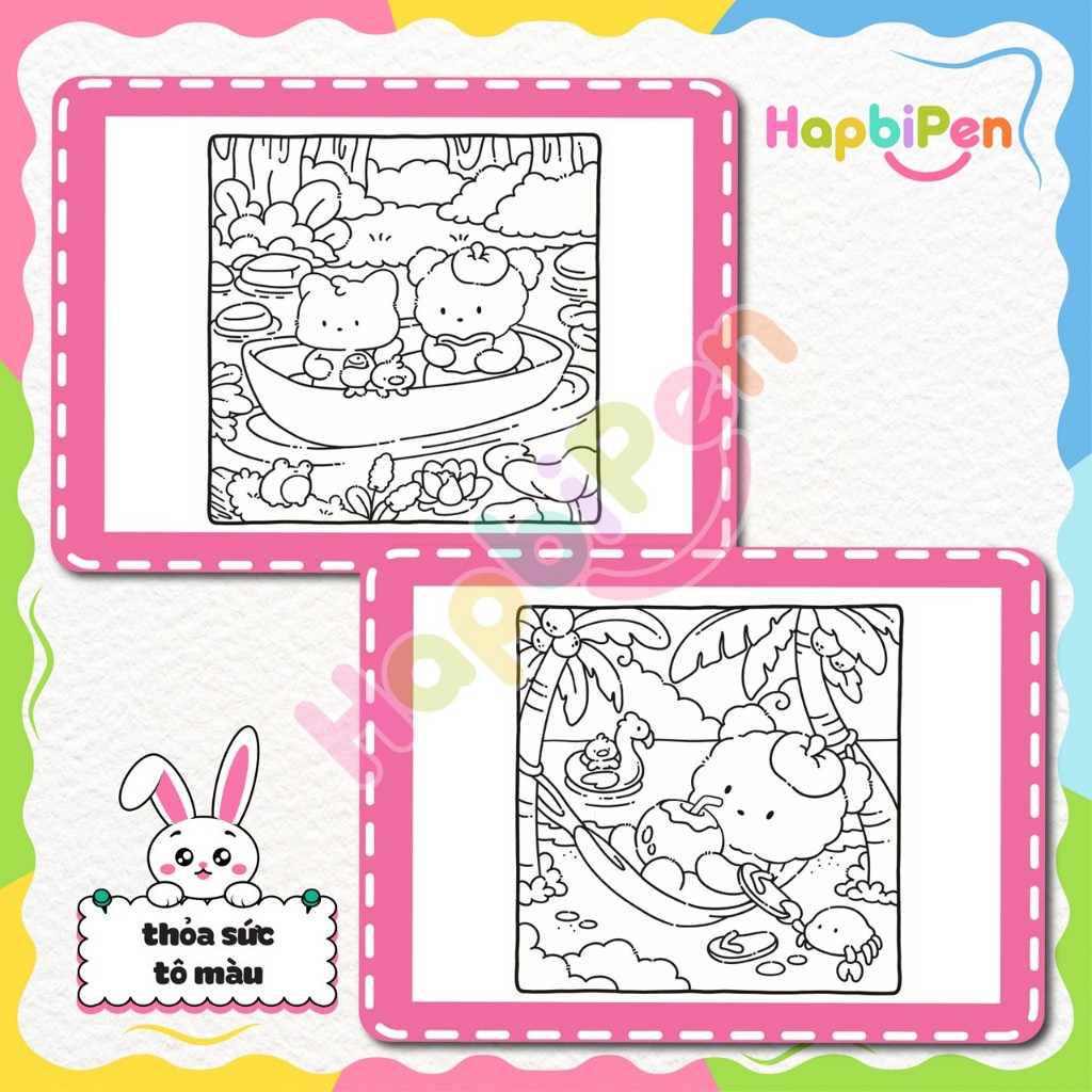 Bộ tranh tô màu cho bé với 41 trang chủ đề Cozy Nooks phong cách Kawaii dễ thương Vol 11