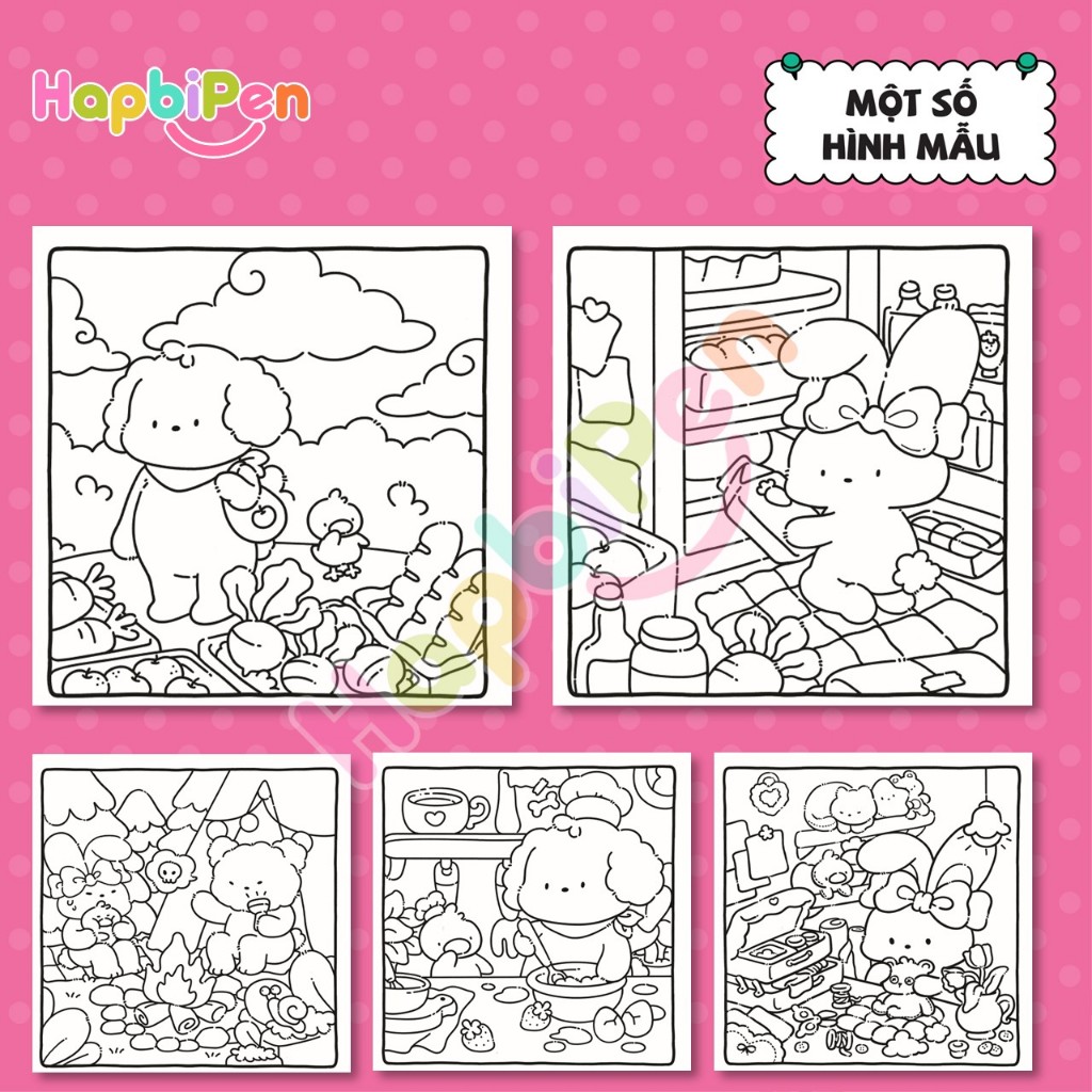 Bộ tranh tô màu cho bé với 41 trang chủ đề Cozy Nooks phong cách Kawaii dễ thương Vol 11