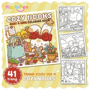 Bộ tranh tô màu cho bé với 41 trang chủ đề Cozy Nooks phong cách Kawaii dễ thương Vol 11