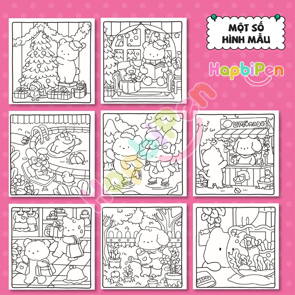 Bộ tranh tô màu cho bé với 41 trang chủ đề Cozy Nooks phong cách Kawaii dễ thương Vol 11