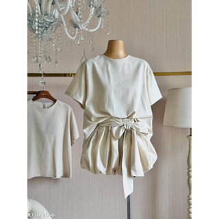 Set Linen Áo Cộc Mix Quần Bồng Nơ Chuẩn Linh Hoàng