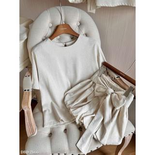 Set Linen Áo Cộc Mix Quần Bồng Nơ Chuẩn Linh Hoàng