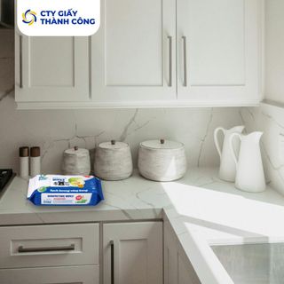 Combo Khăn Ướt Lau Bếp Đa Năng Lovely 50 Tờ 24x24cm Sạch Bong Sáng Bóng - Cty Giấy Thành Công