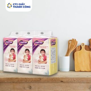 Combo Khăn Giấy Rút Treo Tường E’Mart Mos 1500 Tờ 3 Lớp 155x200mm Cty Giấy Thành Công (Tặng Kèm Móc Treo)