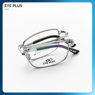 Kính Mắt Gấp Gọn Dáng Chữ Nhật 662 Eye Plus Gọng Titanium Càng Bọc Nhựa Nhỏ Gọn Tiện Lợi Thời Trang