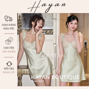 HT119 Váy ngủ sexy cánh tiên phối ren hoạ tiết kèm ĐỆM LÓT,đồ ngủ lụa xoè nhẹ tôn dáng HT119