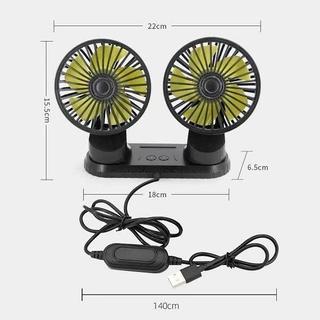 Quạt Đôi Mini Dùng Trên Ô Tô Kèm Bảng Số Điện Thoại Xoay 360 Độ, Nguồn Điện 5V, 12V, 24V USB, Tẩu