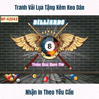 Tranh trang trí quán bi-a, quán billiards, club bida tranh 3D dán tường in trên chất liệu vải lụa(shop tặng kèm keo dán)