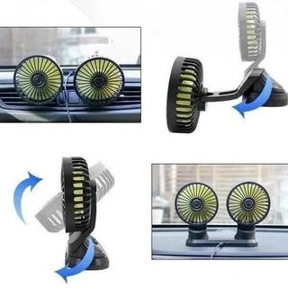 Quạt Đôi Mini Dùng Trên Ô Tô Kèm Bảng Số Điện Thoại Xoay 360 Độ, Nguồn Điện 5V, 12V, 24V USB, Tẩu