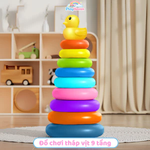 Tháp vòng xếp chồng hình vịt 9 tầng giúp bé vừa chơi vừa rèn luyện kỹ năng