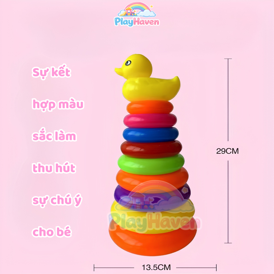 Tháp vòng xếp chồng hình vịt 9 tầng giúp bé vừa chơi vừa rèn luyện kỹ năng