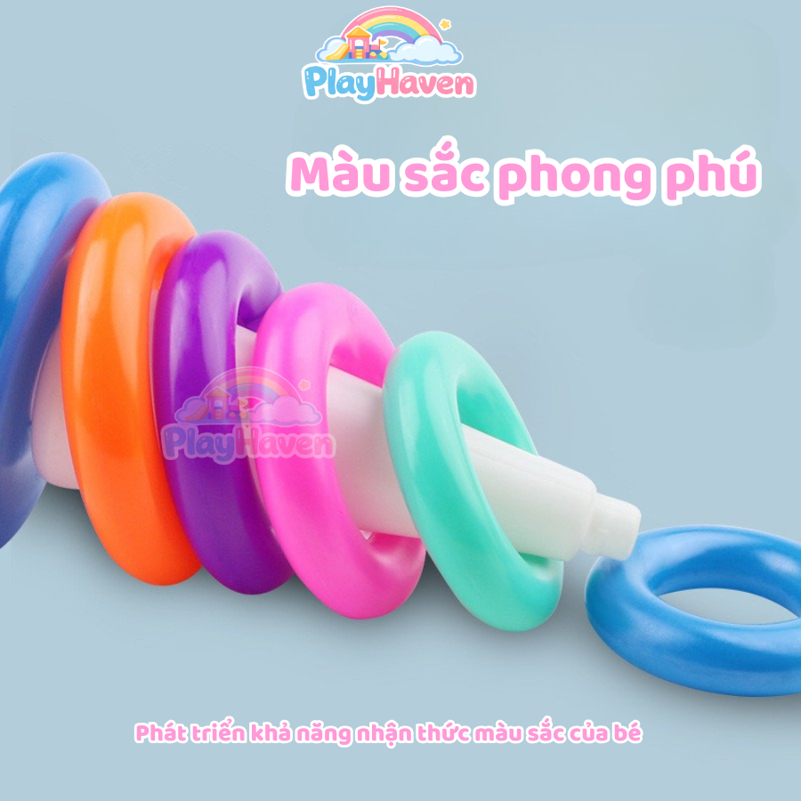 Tháp vòng xếp chồng hình vịt 9 tầng giúp bé vừa chơi vừa rèn luyện kỹ năng